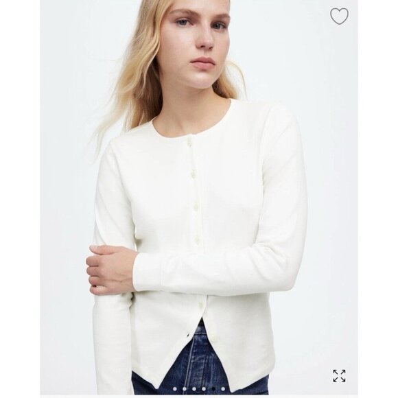 Madewell Sweaters - Madewell Ribbed Button Front Cardigan Eyelet White Size S